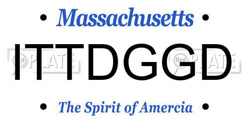 ITTDGGD Massachusetts License Plate
