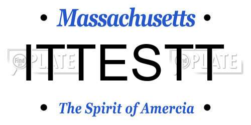 ITTESTT Massachusetts License Plate