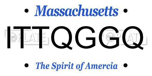 ITTQGGQ Massachusetts License Plate