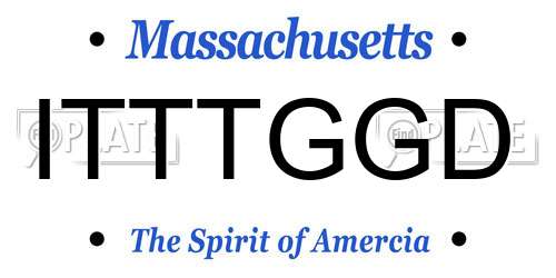 ITTTGGD Massachusetts License Plate