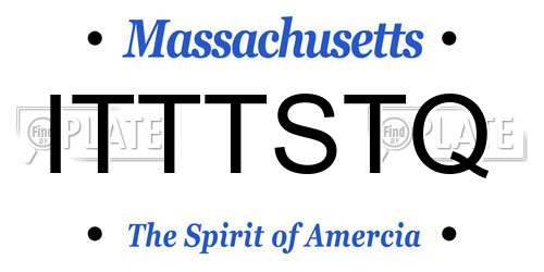 ITTTSTQ Massachusetts License Plate