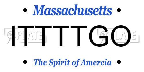 ITTTTGO Massachusetts License Plate