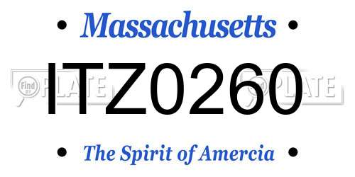 ITZ0260 Massachusetts License Plate