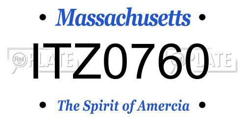 ITZ0760 Massachusetts License Plate