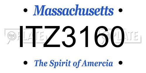 ITZ3160 Massachusetts License Plate