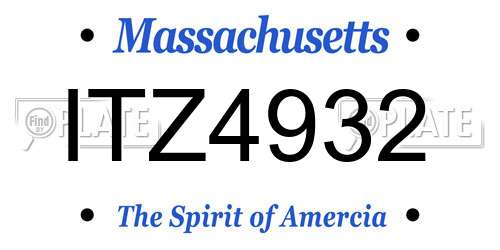 ITZ4932 Massachusetts License Plate