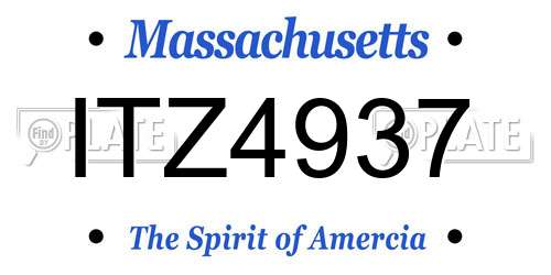 ITZ4937 Massachusetts License Plate