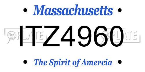 ITZ4960 Massachusetts License Plate