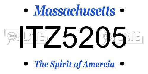 ITZ5205 Massachusetts License Plate