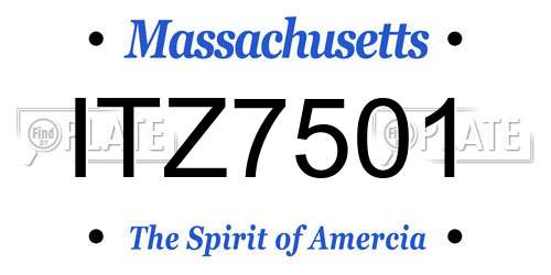ITZ7501 Massachusetts License Plate
