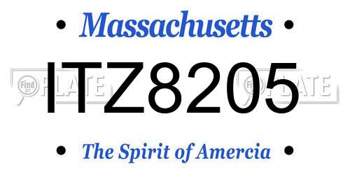 ITZ8205 Massachusetts License Plate