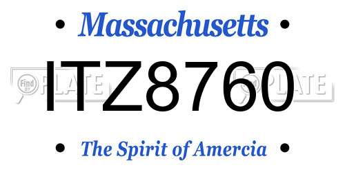 ITZ8760 Massachusetts License Plate