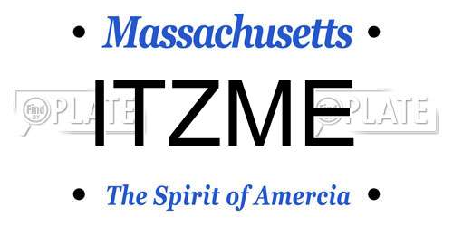 ITZME Massachusetts License Plate