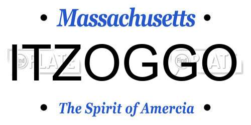 ITZOGGO Massachusetts License Plate