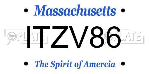 ITZV86 Massachusetts License Plate