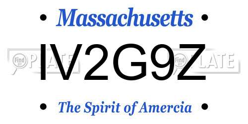 IV2G9Z Massachusetts License Plate