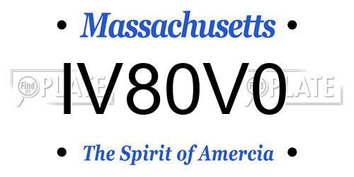 IV80V0 Massachusetts License Plate