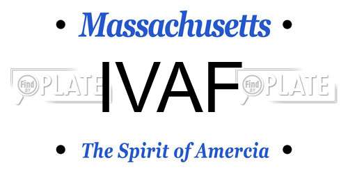 IVAF Massachusetts License Plate