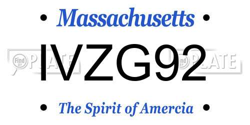 IVZG92 Massachusetts License Plate