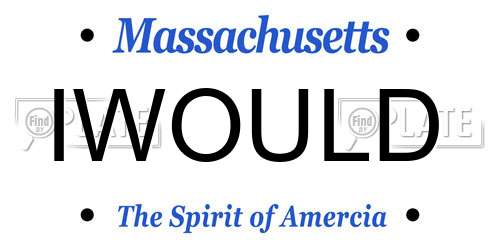 IWOULD Massachusetts License Plate