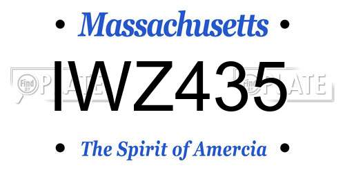 IWZ435 Massachusetts License Plate