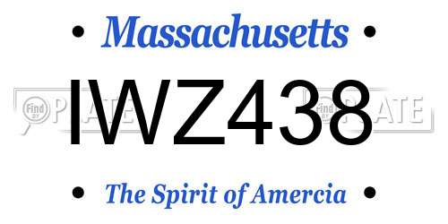 IWZ438 Massachusetts License Plate