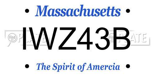 IWZ43B Massachusetts License Plate