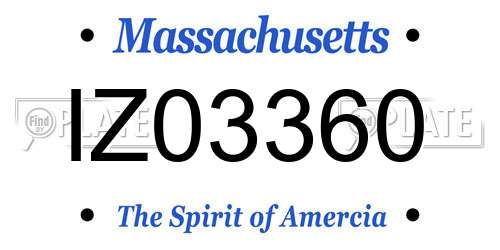 IZ03360 Massachusetts License Plate
