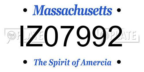 IZ07992 Massachusetts License Plate