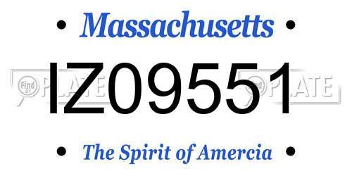 IZ09551 Massachusetts License Plate