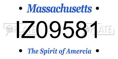 IZ09581 Massachusetts License Plate
