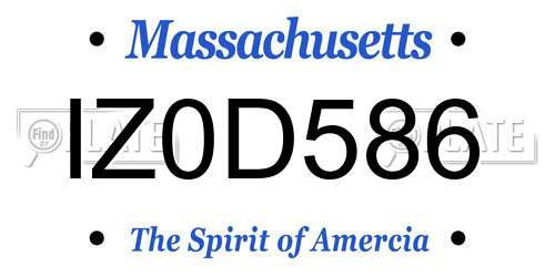 IZ0D586 Massachusetts License Plate