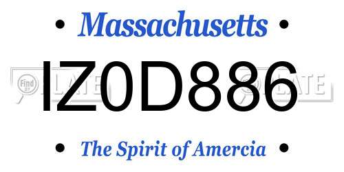 IZ0D886 Massachusetts License Plate