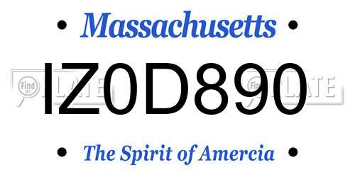 IZ0D890 Massachusetts License Plate