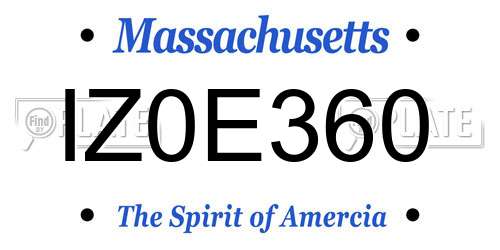 IZ0E360 Massachusetts License Plate