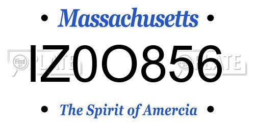 IZ0O856 Massachusetts License Plate