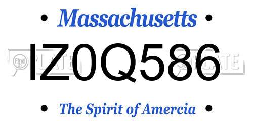 IZ0Q586 Massachusetts License Plate