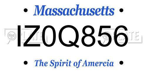 IZ0Q856 Massachusetts License Plate