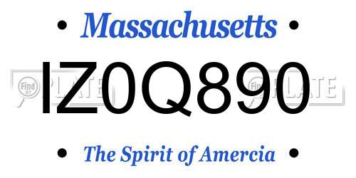 IZ0Q890 Massachusetts License Plate