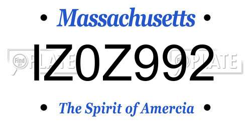 IZ0Z992 Massachusetts License Plate
