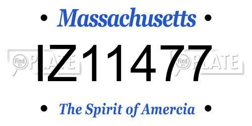 IZ11477 Massachusetts License Plate
