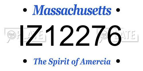 IZ12276 Massachusetts License Plate