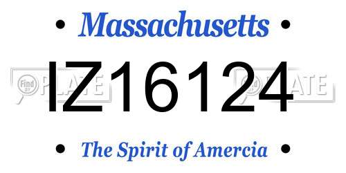 IZ16124 Massachusetts License Plate
