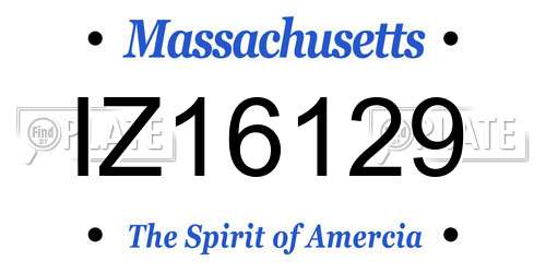 IZ16129 Massachusetts License Plate