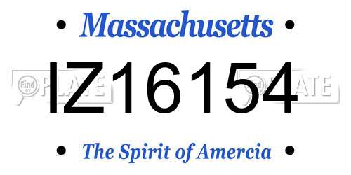 IZ16154 Massachusetts License Plate