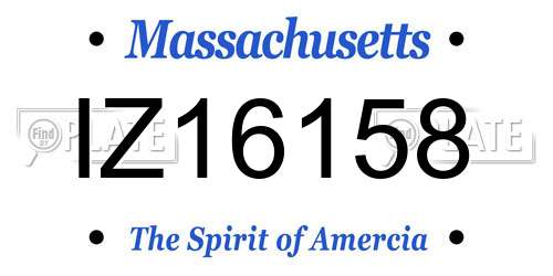 IZ16158 Massachusetts License Plate