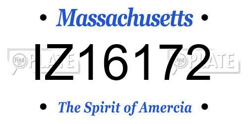 IZ16172 Massachusetts License Plate