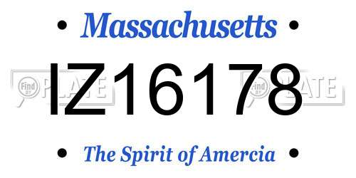 IZ16178 Massachusetts License Plate