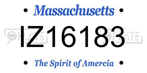 IZ16183 Massachusetts License Plate