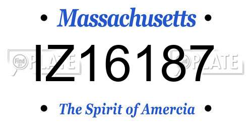 IZ16187 Massachusetts License Plate